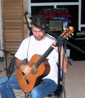 Adam recording in the studio